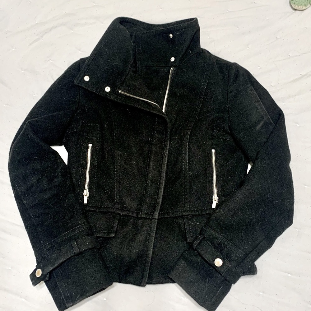 Express Black short coat accented zippers